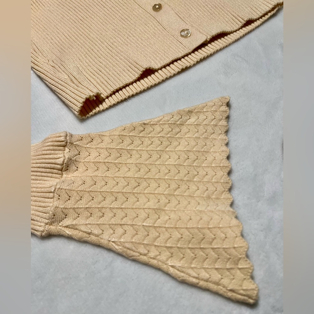 Current Mood Cream Ribbed Button-Up Blouse - Picture 6 of 9